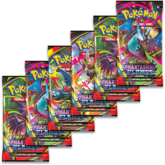 Pokémon TCG: Mega Evolution—Phantasmal Flames Booster Bundle (6 Booster Packs)