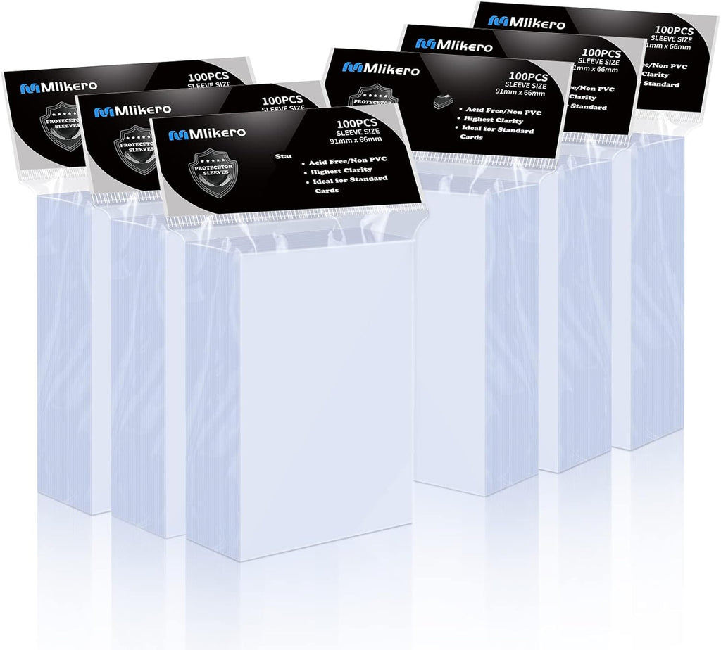 Mlikero 600 Count Card Sleeves, Clear Soft Trading Card Sleeves, Polypropylene (PP), Fit for MTG, TCG, Baseball, Football, Game Cards