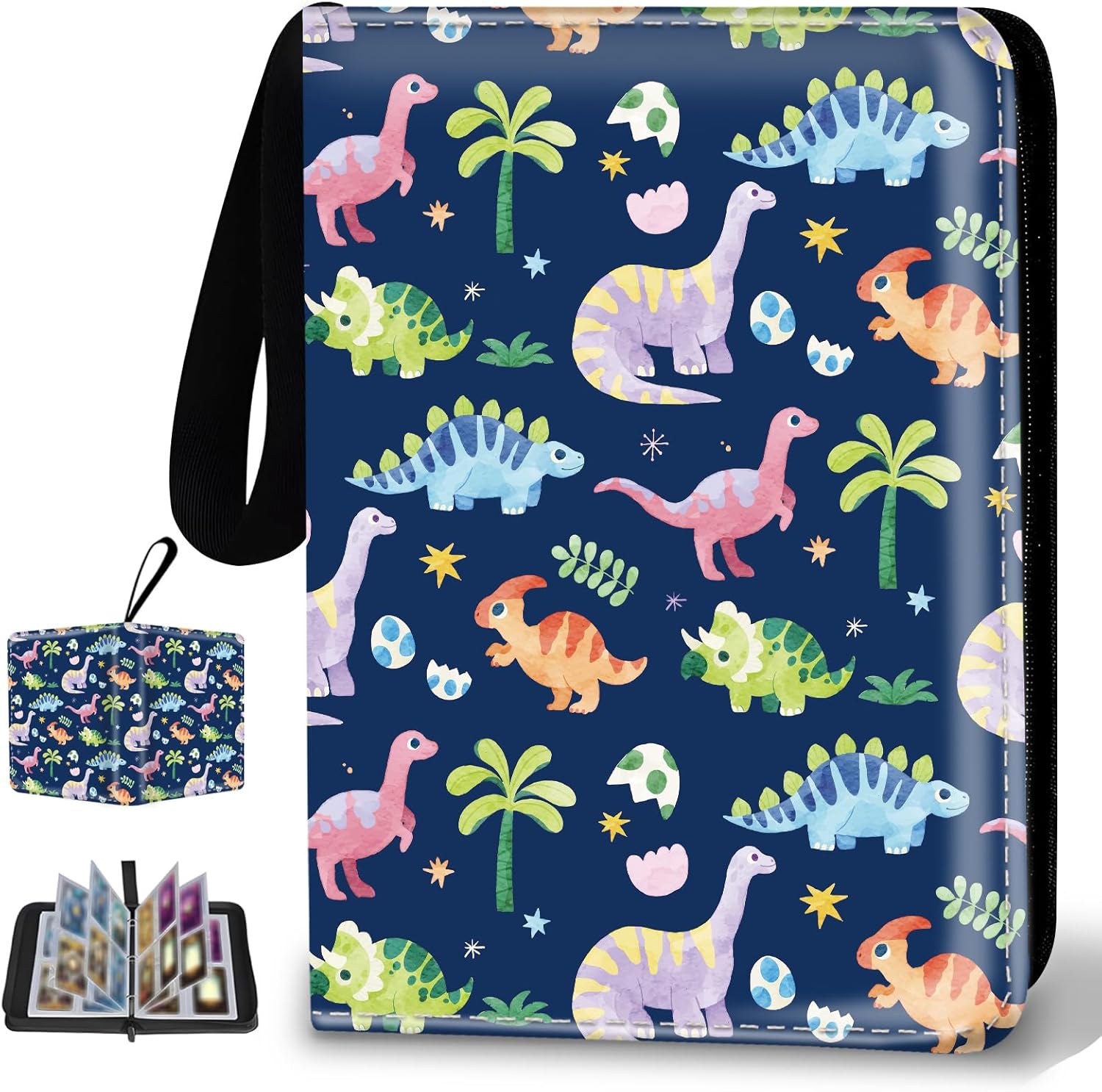 Collectible Trading Card Binder, 400 Card Holders with 50 Removable Sleeves, Portable 4 Pocket Trading Card Collection Albums for Photocard kpop MTG/TCG Game Sports Cards，Funny Dinosaur Bones