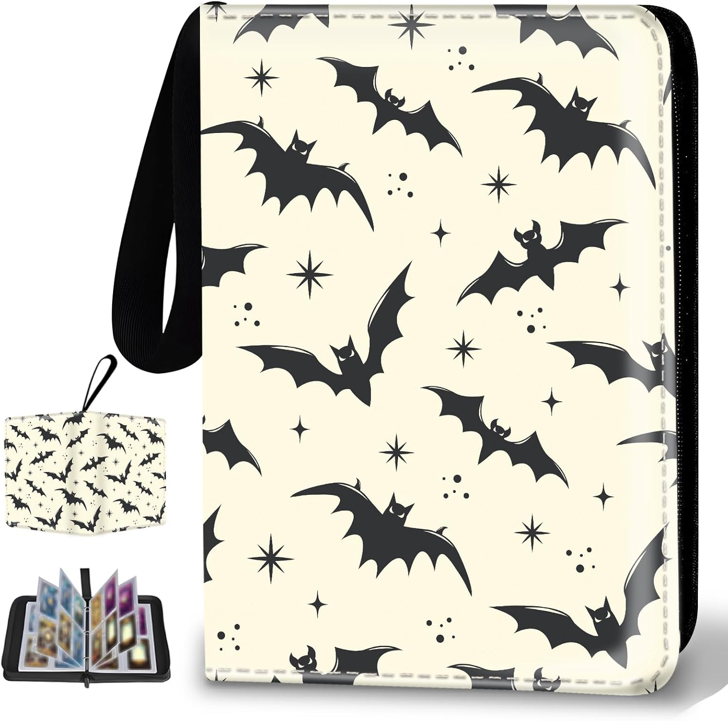 Collectible Trading Card Binder, 400 Card Holders with 50 Removable Sleeves, Portable 4 Pocket Trading Card Collection Albums for Photocard kpop MTG/TCG Game Sports Cards，Funny Dinosaur Bones