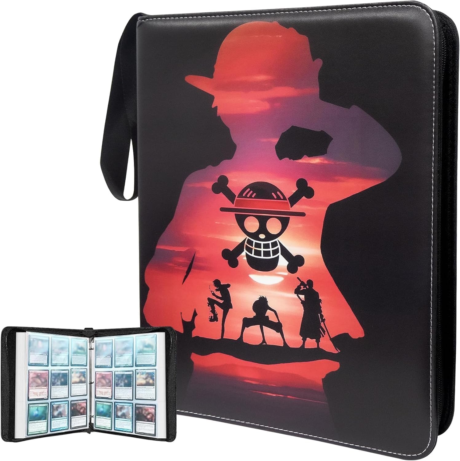 Anime Trading Card Binder for Cards, 9 Pocket with 60 Sleeves up to 1080 Cards One Piece TCG Card Binder, Waterproof Card Storage Book, Trading Cards Display Case