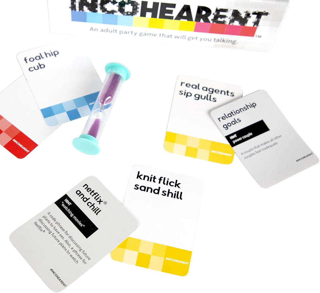 Incohearent, The Guess The Gibberish Party Game By Relatable, A Funny Card Game For Adults, Includes 300 Cards, Instructions, And 1 Sand Timer, Fun for Friendsgiving, or a White Elephant Gift