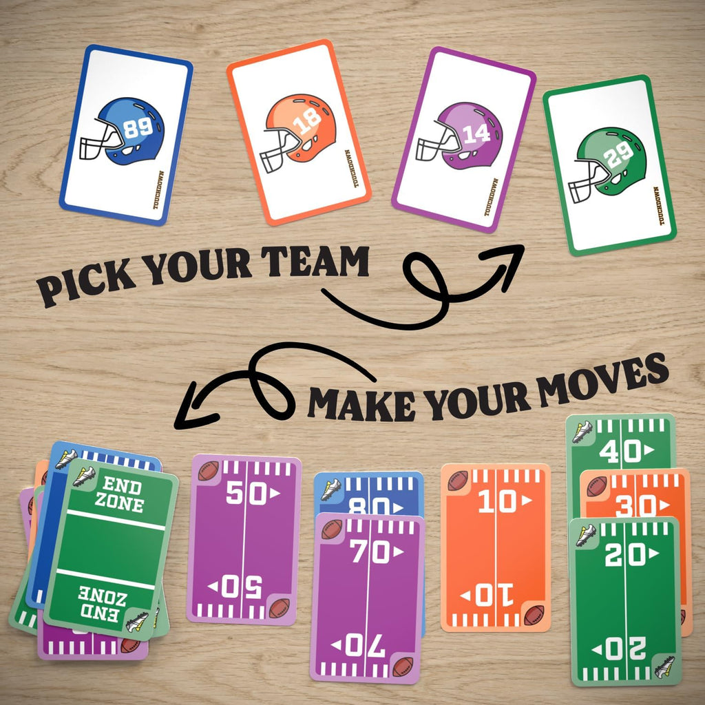 Fast-Paced, Football Themed Card Game That Anyone Can Play, 2-4 Players, Fun Card Games for Adults, Kids, Families and Game Nights, Stocking Stuffers, Football Gifts