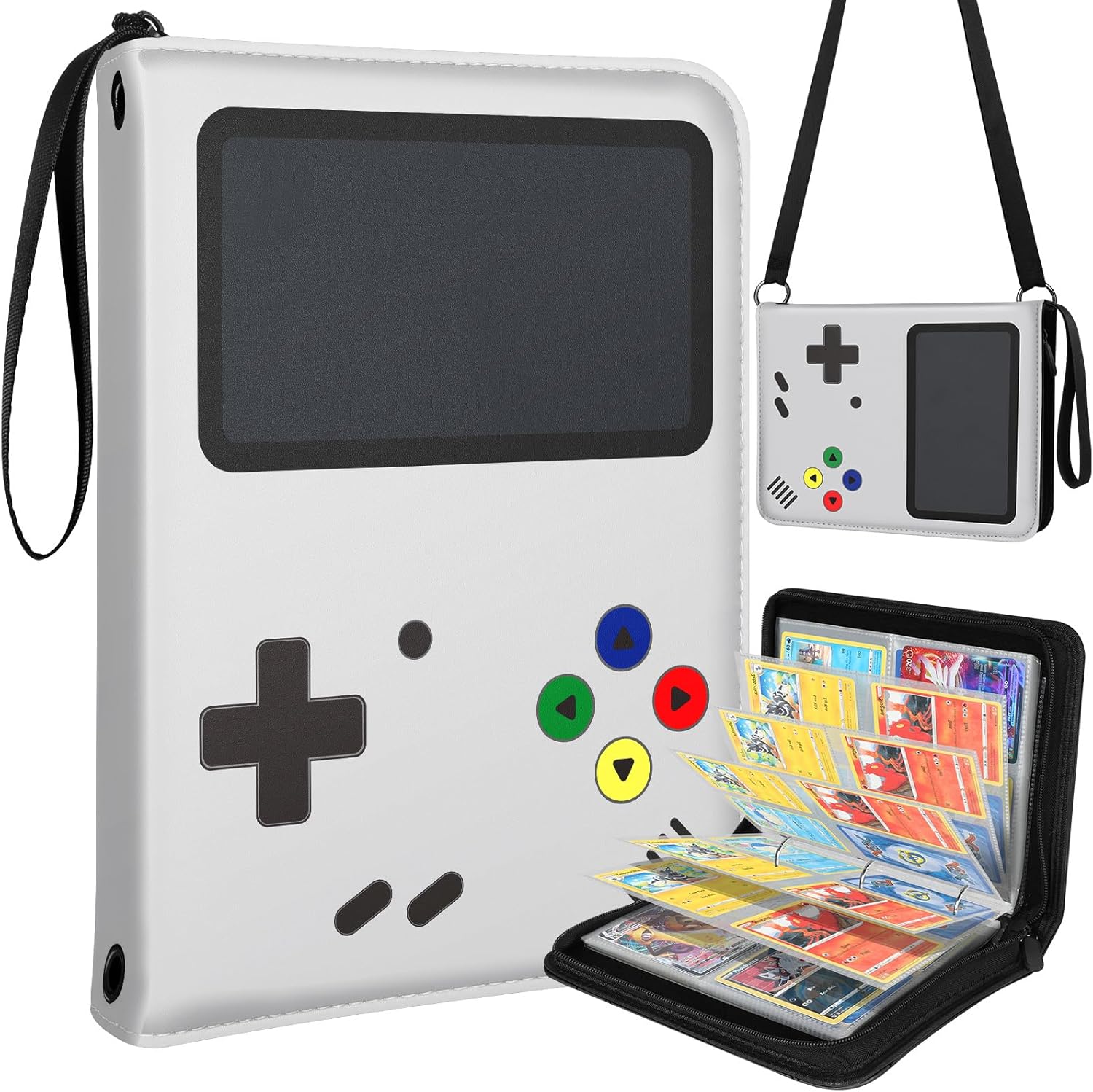 for 4 Pocket Card Binder with 440 Pockets - Trading Card Collection Album Folder for Men Boys Teens Anime Design for Sports Cards Game Cards with Zipper Hand Carrying Rope