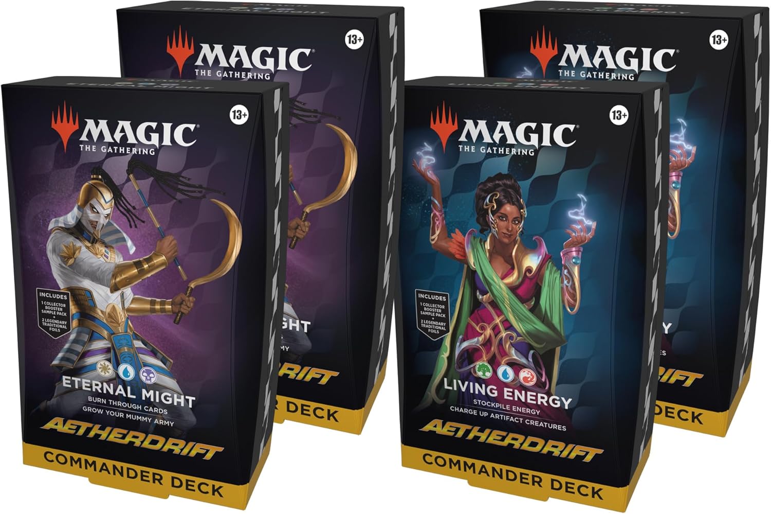 Magic The Gathering Aetherdrift Commander Deck - Living Energy (100-Card Deck, 2-Card Collector Booster Sample Pack + Accessories)