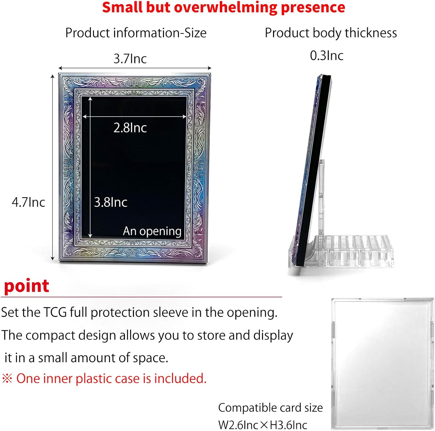 amazdone with:D Magnetic Card Display Case 35PT, UV Protection Acrylic Trading Card Holder with Inner Case, Premium Japanese Design for TCG & Sports Cards (Antique Rainbow)