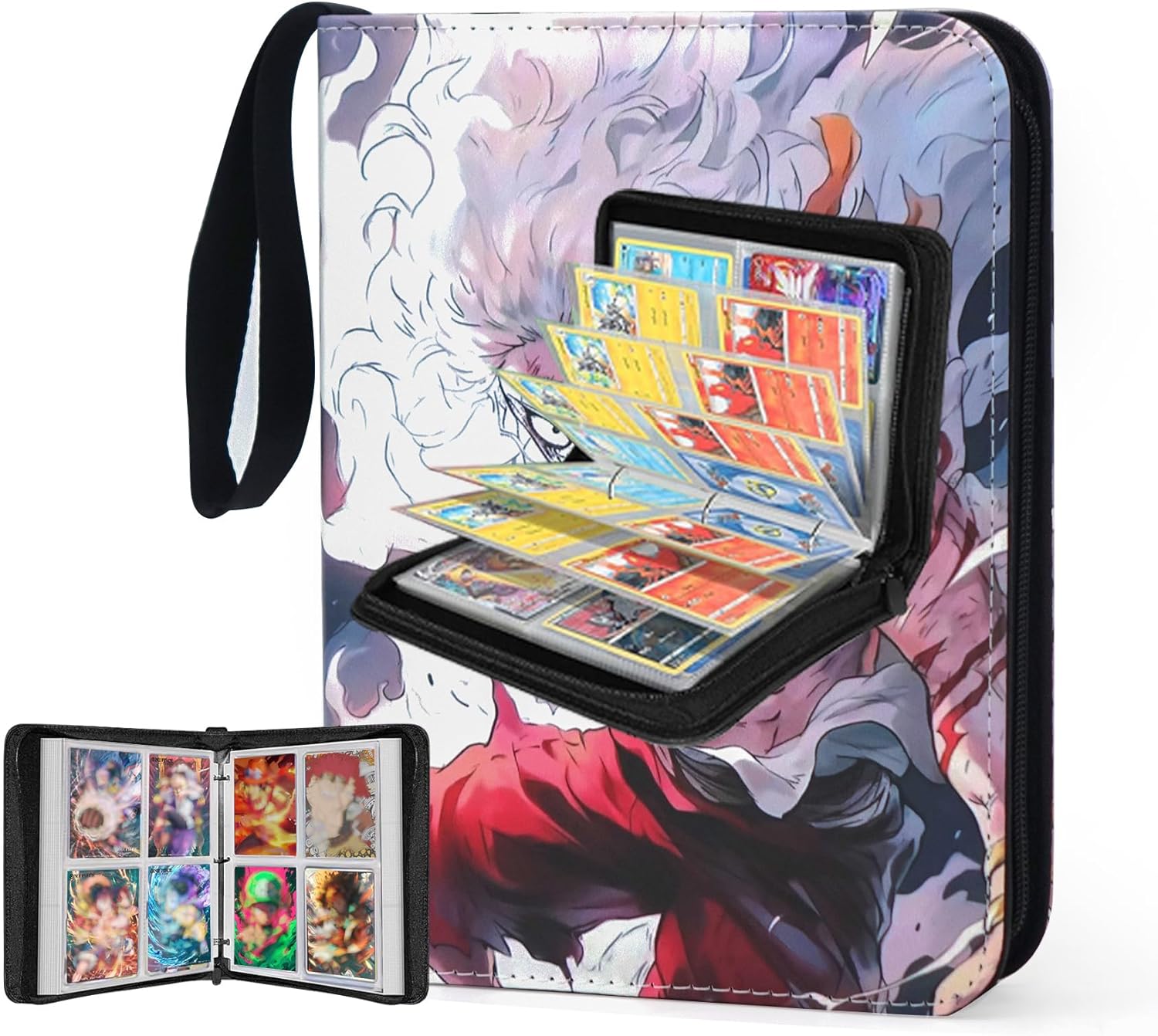 Anime Trading Card Binder for Cards, 9 Pocket with 60 Sleeves up to 1080 Cards One Piece TCG Card Binder, Waterproof Card Storage Book, Trading Cards Display Case