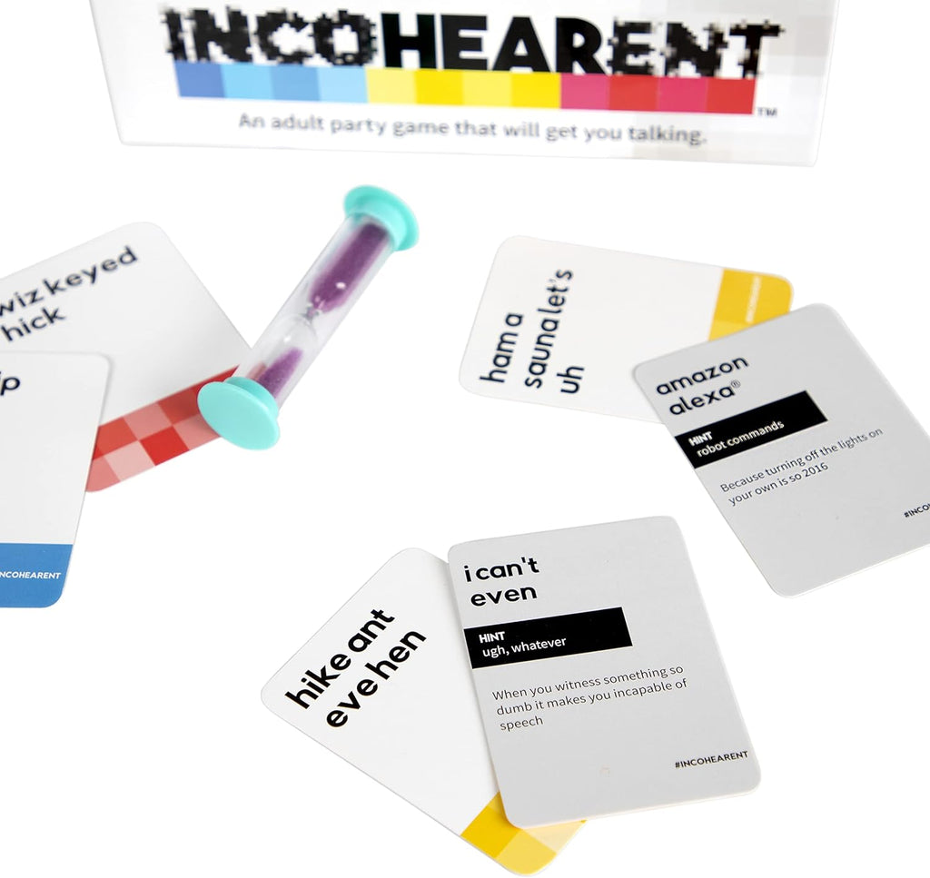Incohearent, The Guess The Gibberish Party Game By Relatable, A Funny Card Game For Adults, Includes 300 Cards, Instructions, And 1 Sand Timer, Fun for Friendsgiving, or a White Elephant Gift