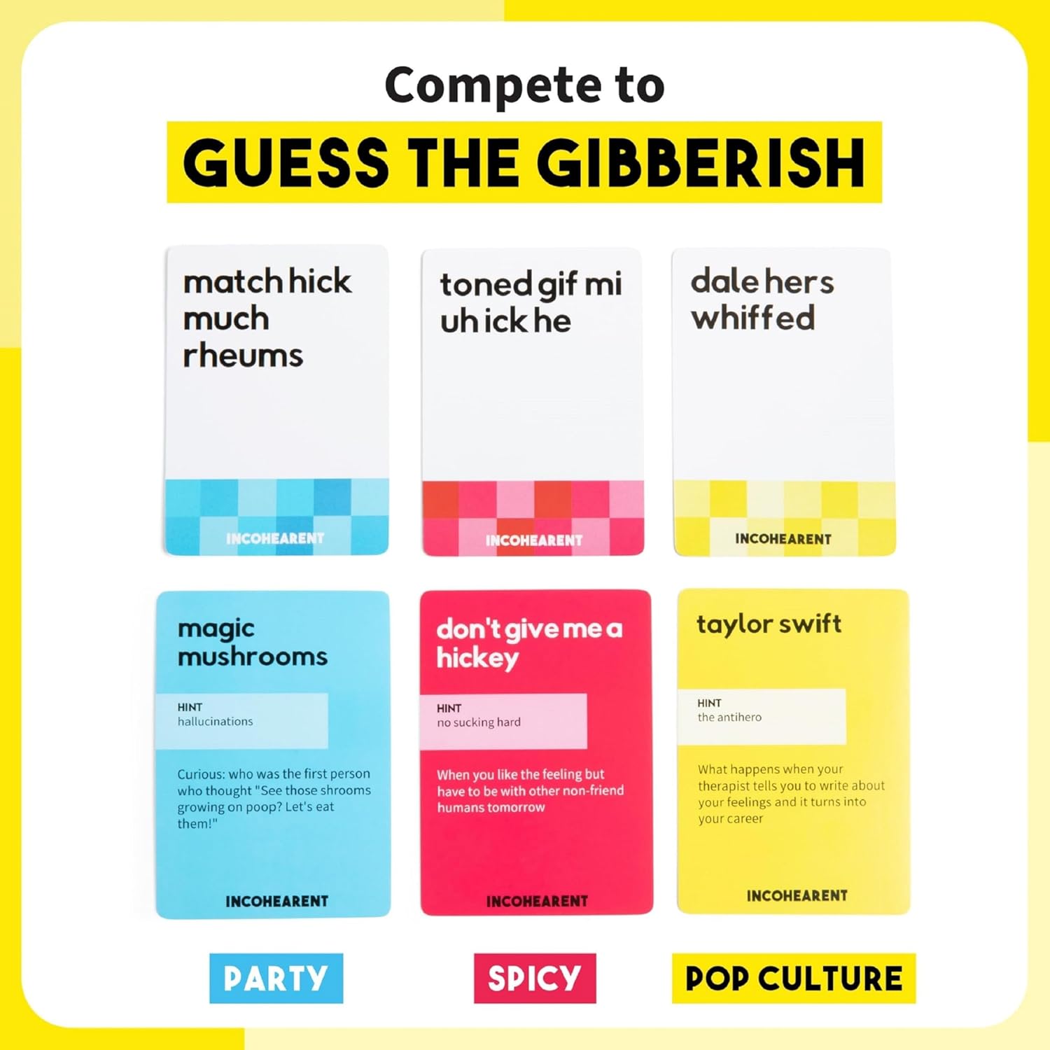 Incohearent, The Guess The Gibberish Party Game By Relatable, A Funny Card Game For Adults, Includes 300 Cards, Instructions, And 1 Sand Timer, Fun for Friendsgiving, or a White Elephant Gift