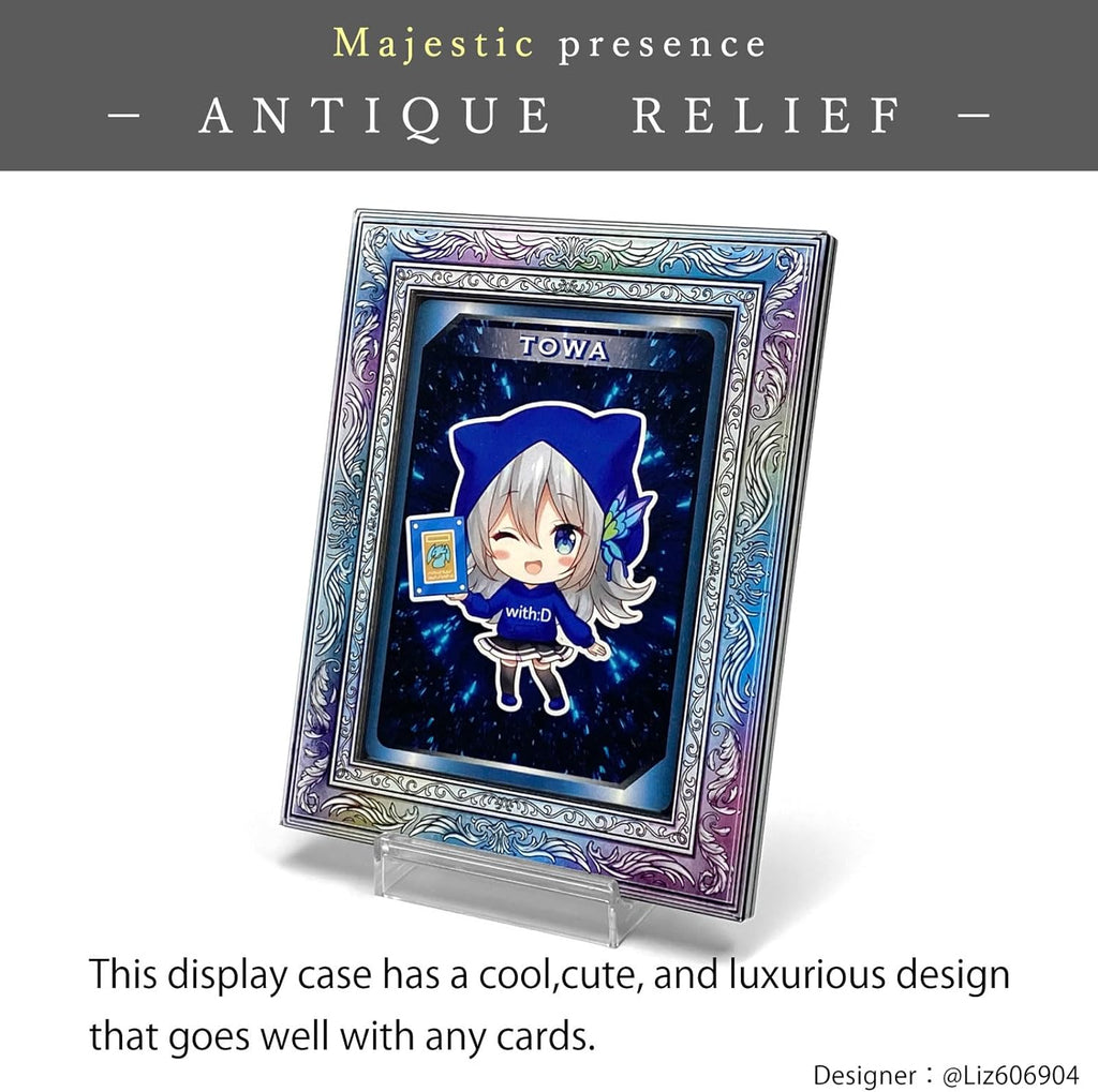 amazdone with:D Magnetic Card Display Case 35PT, UV Protection Acrylic Trading Card Holder with Inner Case, Premium Japanese Design for TCG & Sports Cards (Antique Rainbow)