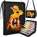 for 4 Pocket Card Binder with 440 Pockets - Trading Card Collection Album Folder for Men Boys Teens Anime Design for Sports Cards Game Cards with Zipper Hand Carrying Rope