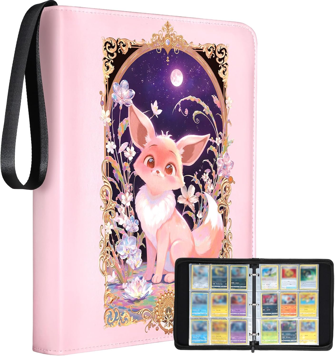 for 9 Pocket Card Binder Large Capacity for 900 Cards - Trading Card Collection Album Folder Double Sided Pocket with Zipper Anime Design for Men Boys Teens for Sports Cards Game Cards