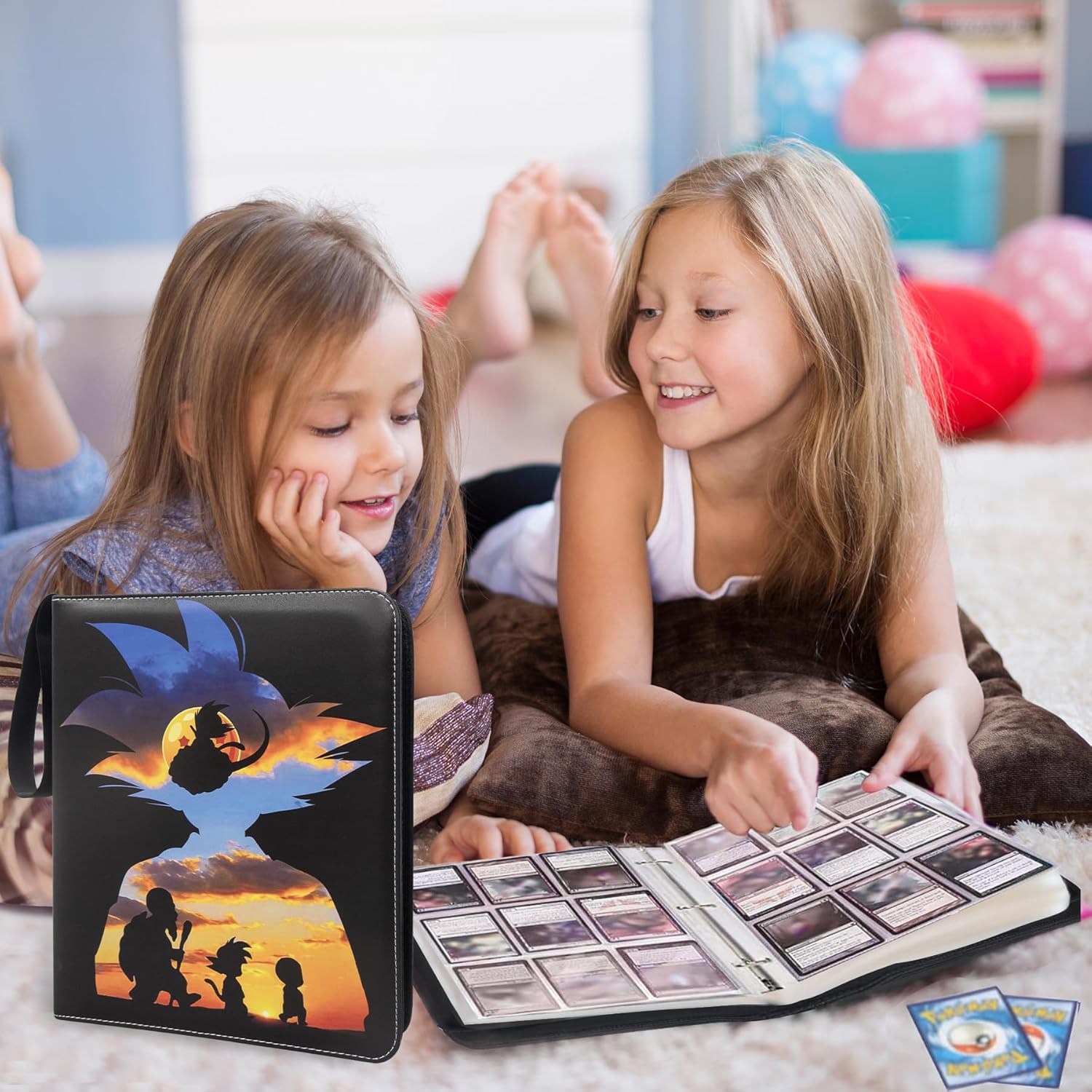 Anime Trading Card Binder for Cards, 9 Pocket with 60 Sleeves up to 1080 Cards One Piece TCG Card Binder, Waterproof Card Storage Book, Trading Cards Display Case