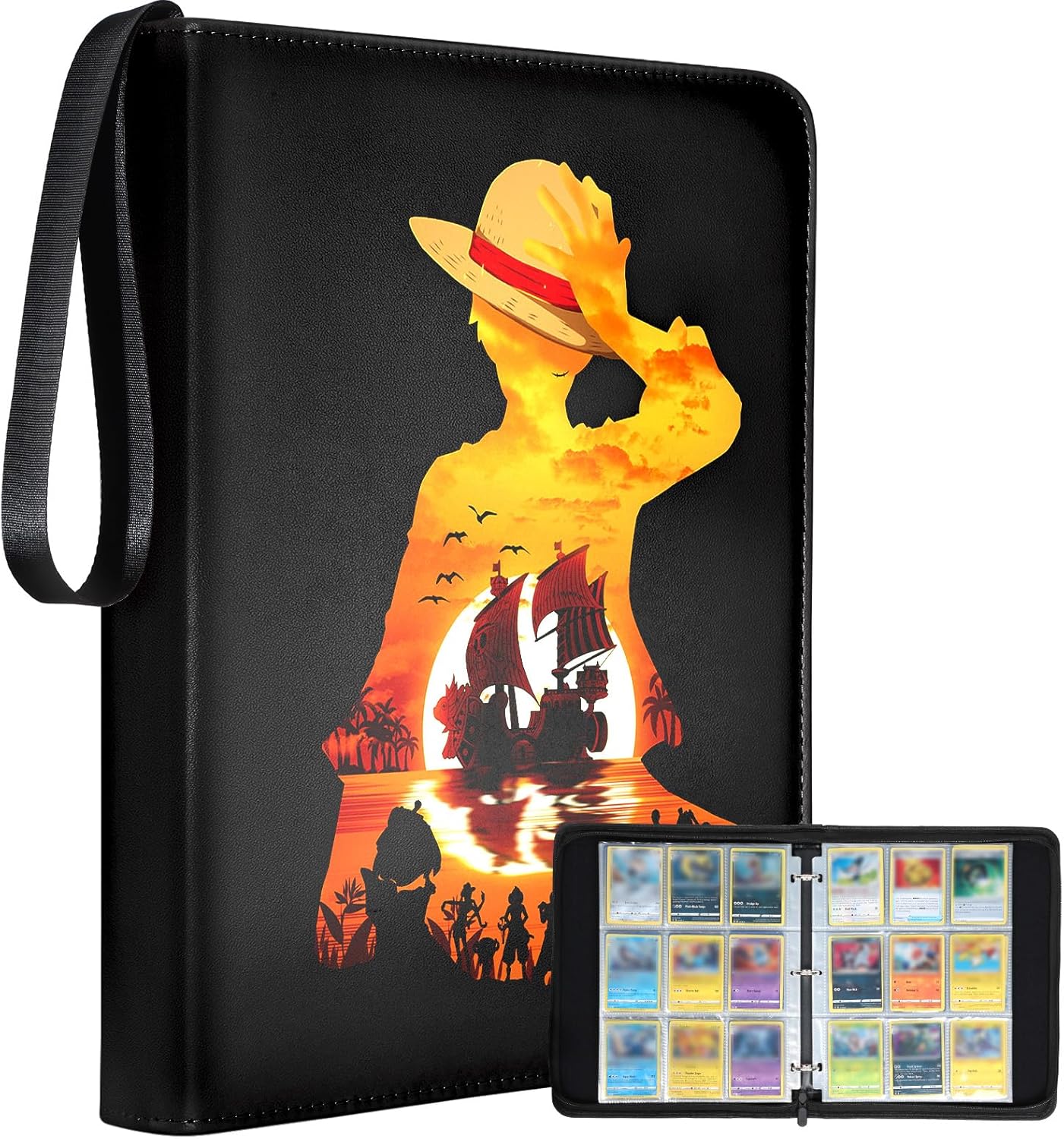 for 9 Pocket Card Binder Large Capacity for 900 Cards - Trading Card Collection Album Folder Double Sided Pocket with Zipper Anime Design for Men Boys Teens for Sports Cards Game Cards