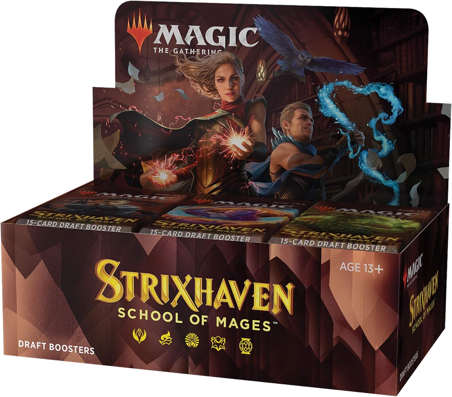 Magic The Gathering Strixhaven Draft Booster Box | 36 Packs (540 Magic Cards), Brown