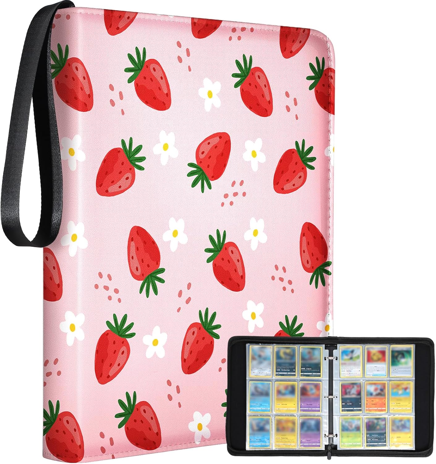 for 9 Pocket Card Binder Large Capacity for 900 Cards - Trading Card Collection Album Folder Double Sided Pocket with Zipper Anime Design for Men Boys Teens for Sports Cards Game Cards