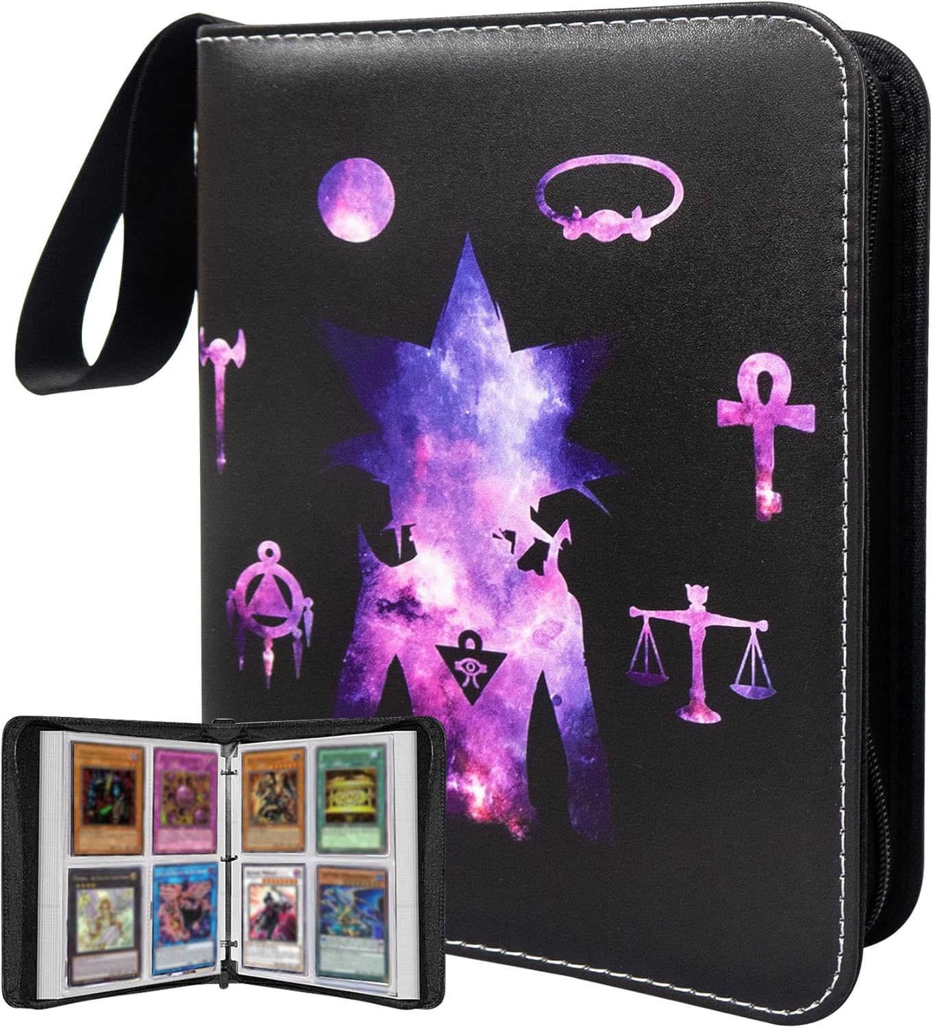 Anime Trading Card Binder for Cards,4 Pocket with 60 Sleeves up to 480 Cards,Waterproof Card Storage Bag with Removable Sleeves for Anime and TCG Cards