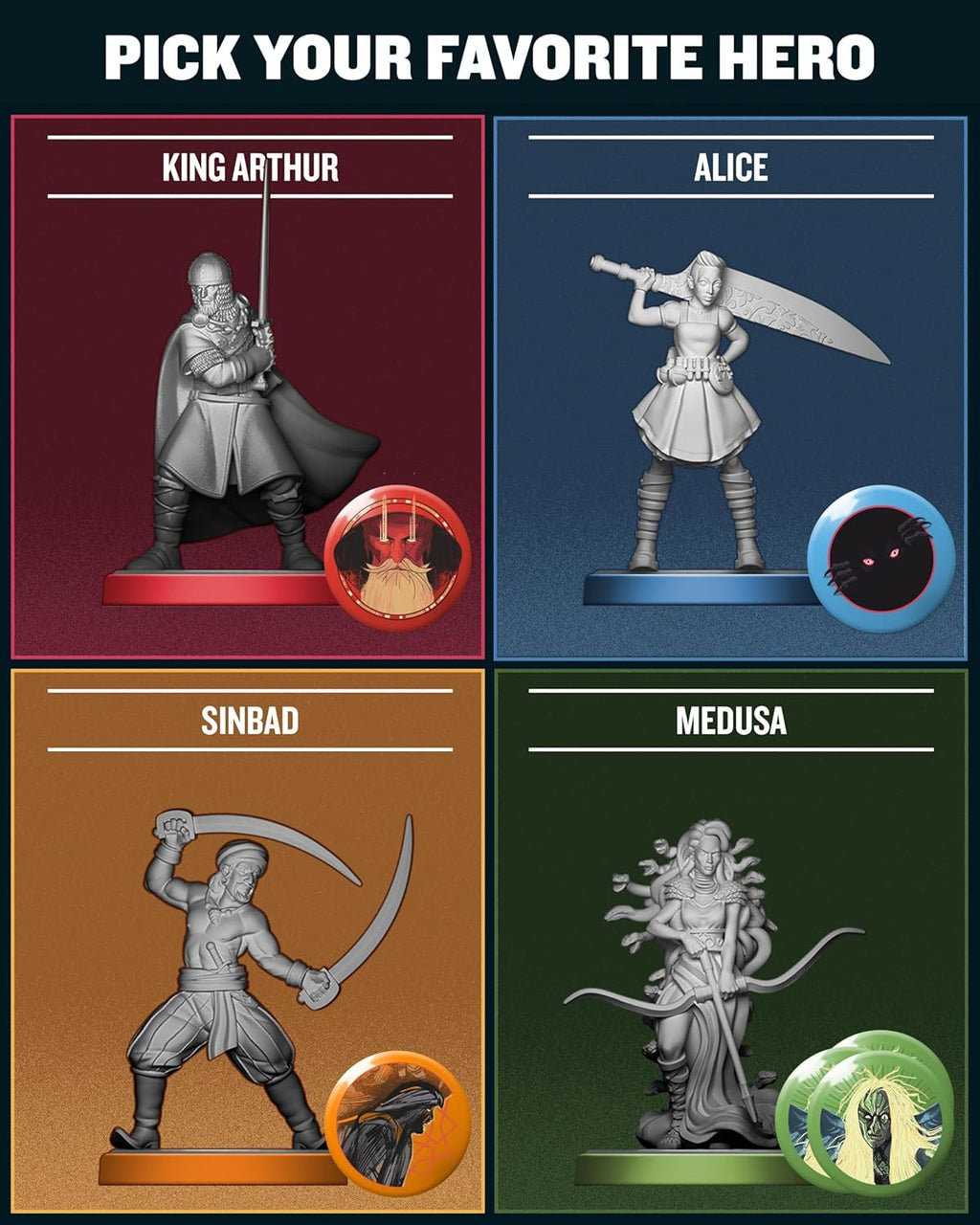 Restoration Games Unmatched Battle of Legends Vol 1 - Strategy Board Game for 2 to 4 Players - Expansion with 4 Heroes and Battlefields - 20-40 Min Playtime - Ages 9+