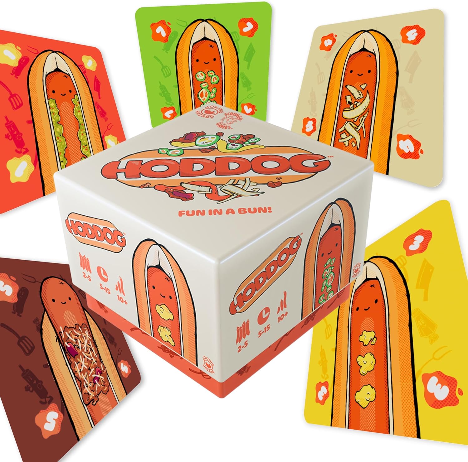 Joking Hazard Hoddog Card Game – 82 Cards for Kids & Adults, Race to Build The Longest Hoddog with Fun & Strategy, Includes Ketchup Splat Cards & Rulebook