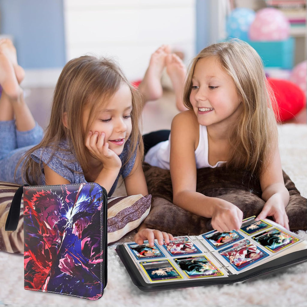 Anime Trading Card Binder for Cards,4 Pocket with 60 Sleeves up to 480 Cards,Waterproof Card Storage Bag with Removable Sleeves for Anime and TCG Cards