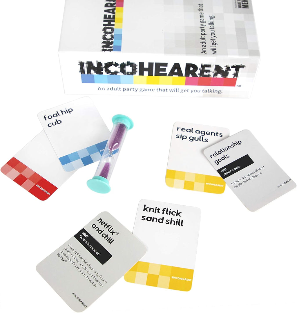 Incohearent, The Guess The Gibberish Party Game By Relatable, A Funny Card Game For Adults, Includes 300 Cards, Instructions, And 1 Sand Timer, Fun for Friendsgiving, or a White Elephant Gift