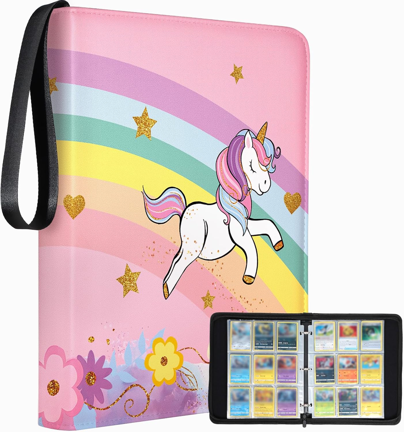 for 9 Pocket Card Binder Large Capacity for 900 Cards - Trading Card Collection Album Folder Double Sided Pocket with Zipper Anime Design for Men Boys Teens for Sports Cards Game Cards