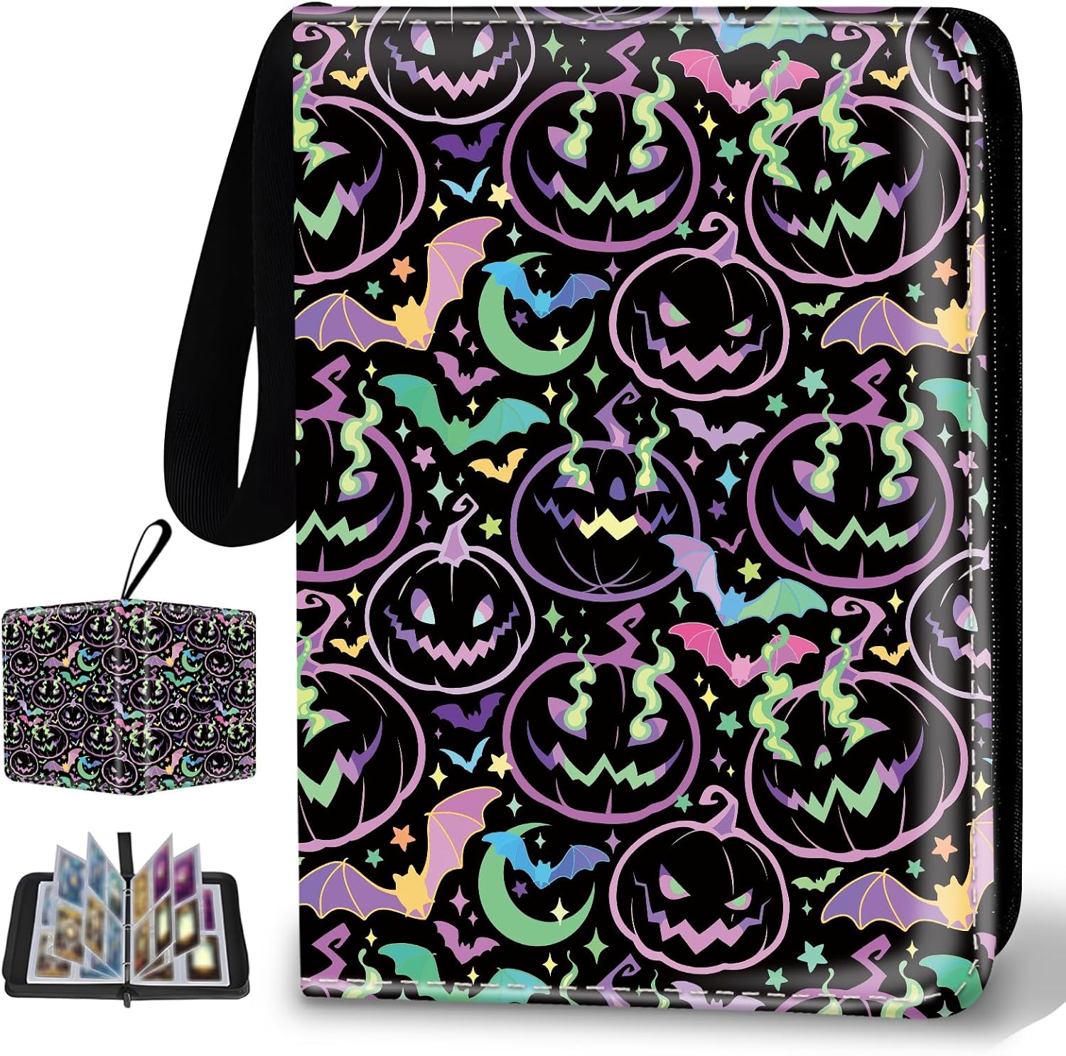 Collectible Trading Card Binder, 400 Card Holders with 50 Removable Sleeves, Portable 4 Pocket Trading Card Collection Albums for Photocard kpop MTG/TCG Game Sports Cards，Funny Dinosaur Bones