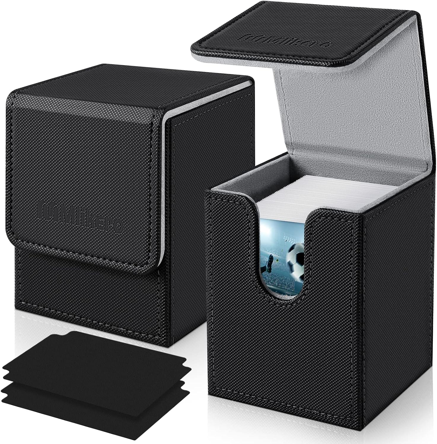 Mlikero Card Deck Case for Trading Cards 1800+, Trading Card Storage Box with 10 Dividers and 3 Foam Stoppers, Leather Magnetic Closure Commander Deck Box Fit for YuGiOh, MTG and Sport Cards