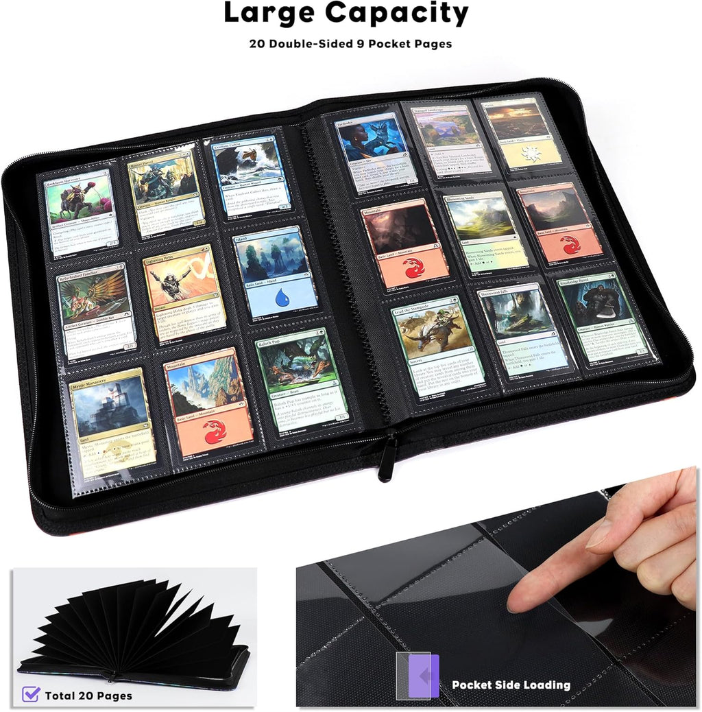 360 Pockets Card Binder, MTG Card Binder, Double Sided Card Collection Album Folder with 20 Pages, Side-Loading Card Holder for MTG, TCG, Trading Card, Sports Cards-Swamp