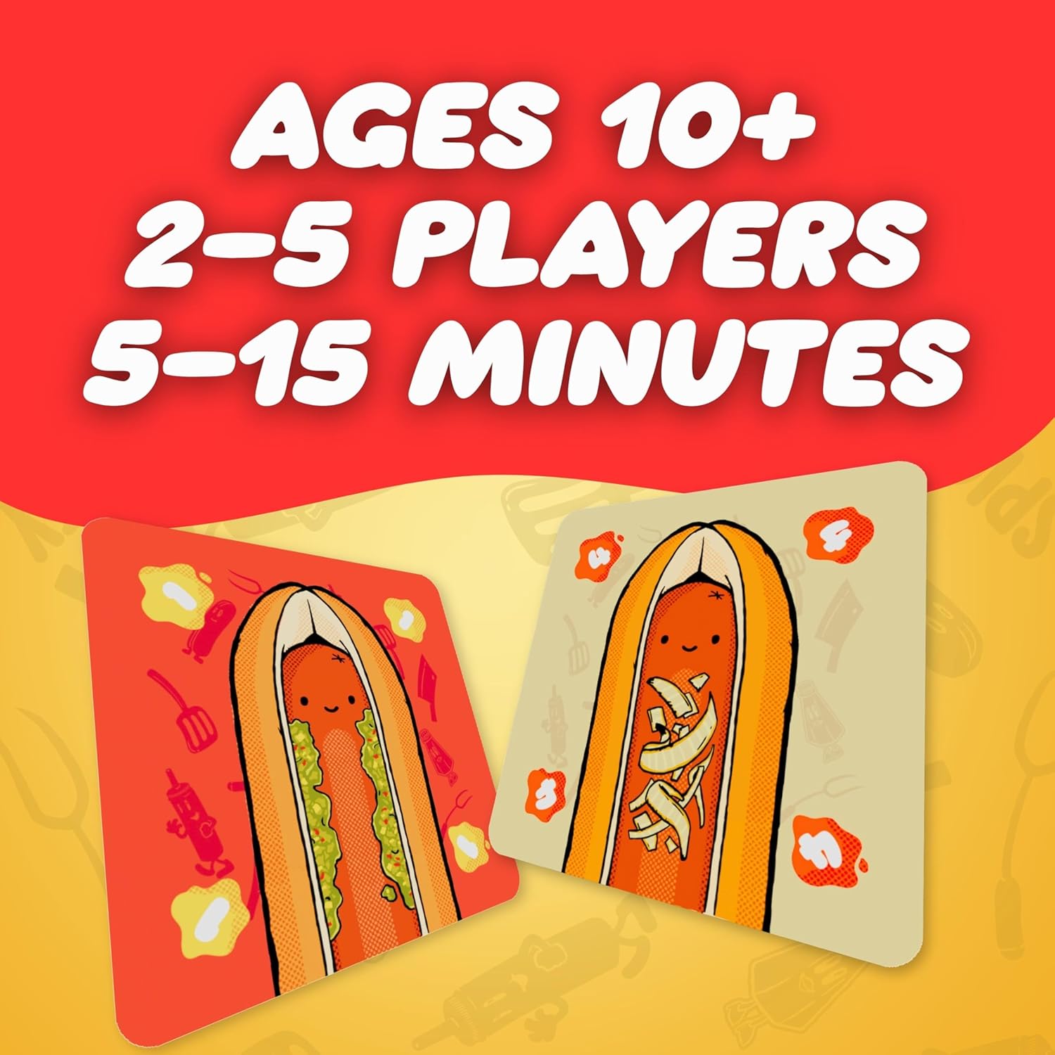 Joking Hazard Hoddog Card Game – 82 Cards for Kids & Adults, Race to Build The Longest Hoddog with Fun & Strategy, Includes Ketchup Splat Cards & Rulebook