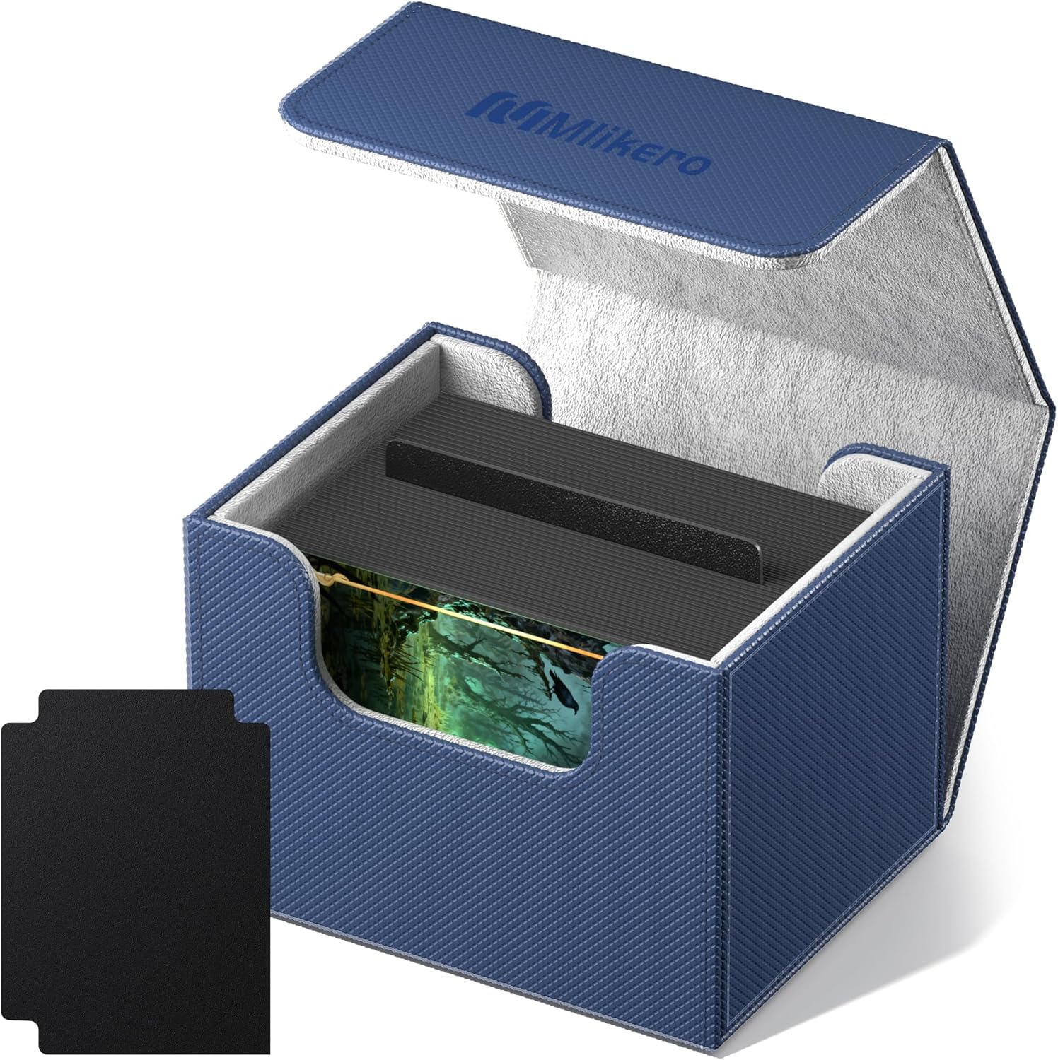 Mlikero Card Deck Case for Trading Cards 1800+, Trading Card Storage Box with 10 Dividers and 3 Foam Stoppers, Leather Magnetic Closure Commander Deck Box Fit for YuGiOh, MTG and Sport Cards