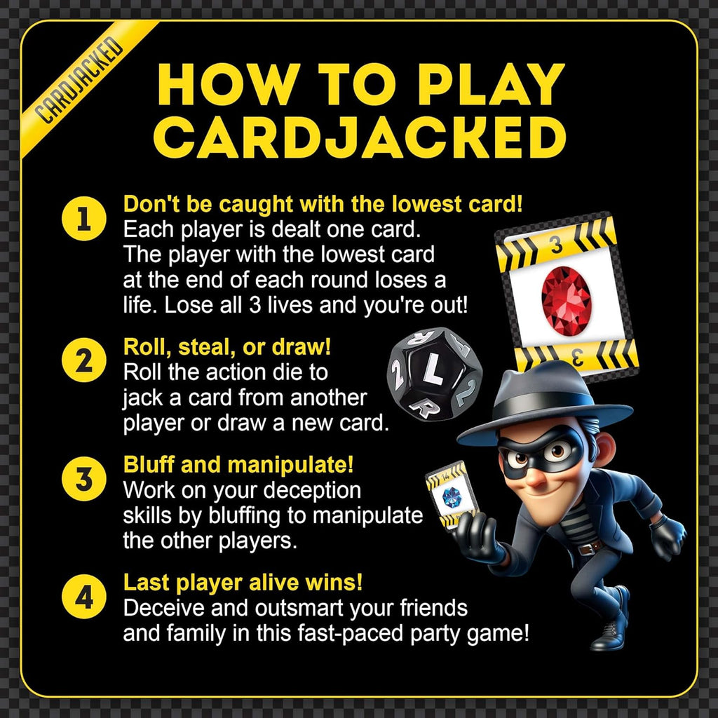 CARDJACKED Fun Card Game for Families | Family-Friendly Party Card Games for Adults | 8-12 Min. Playtime | Kids Card Game | 4-10 Players | Easy to Learn | Compact and Portable