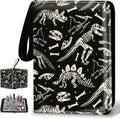 Collectible Trading Card Binder, 400 Card Holders with 50 Removable Sleeves, Portable 4 Pocket Trading Card Collection Albums for Photocard kpop MTG/TCG Game Sports Cards，Funny Dinosaur Bones