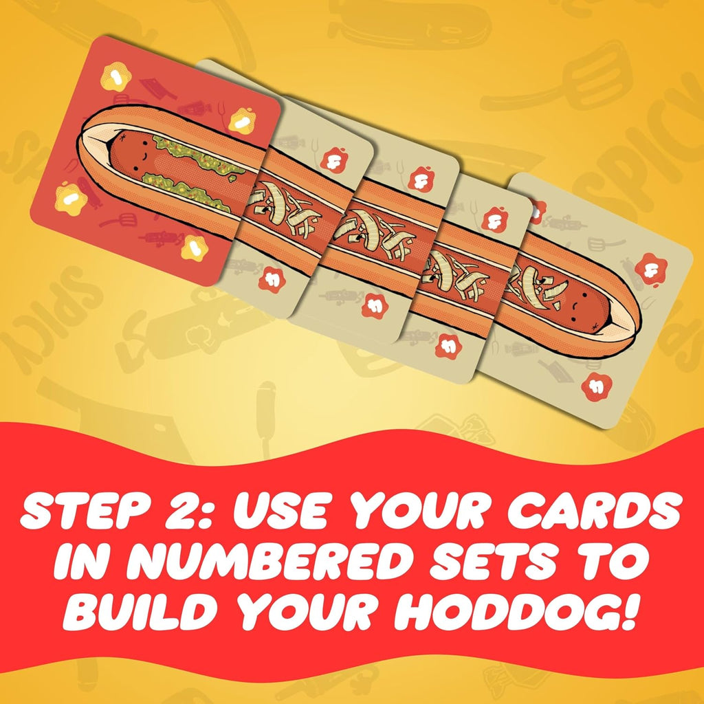Joking Hazard Hoddog Card Game – 82 Cards for Kids & Adults, Race to Build The Longest Hoddog with Fun & Strategy, Includes Ketchup Splat Cards & Rulebook