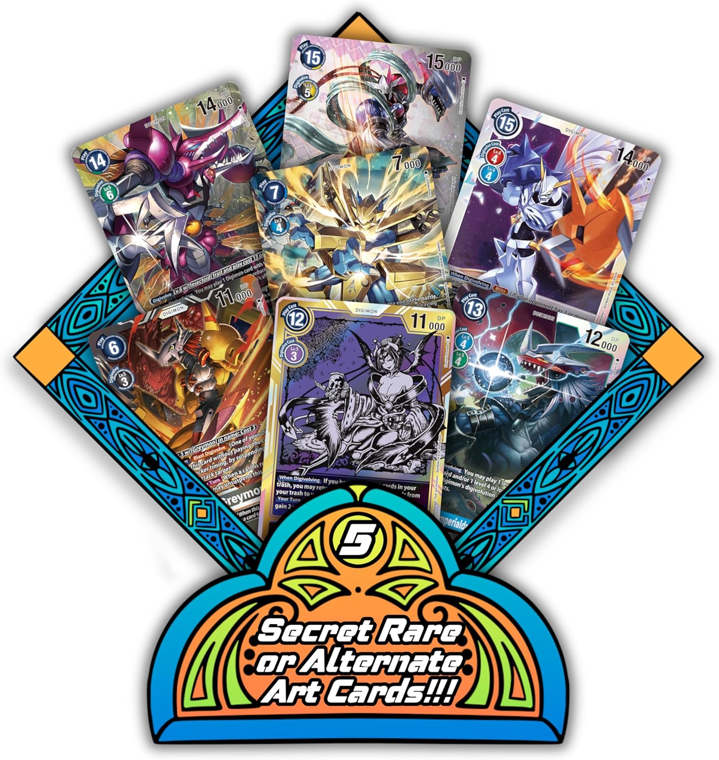 Digimon Ultra Rare Starter Bundle | 100 Authentic Cards | 99x C/UC | 15x Random Foils | 5 SR/ALT | TCG Elements Deck Box