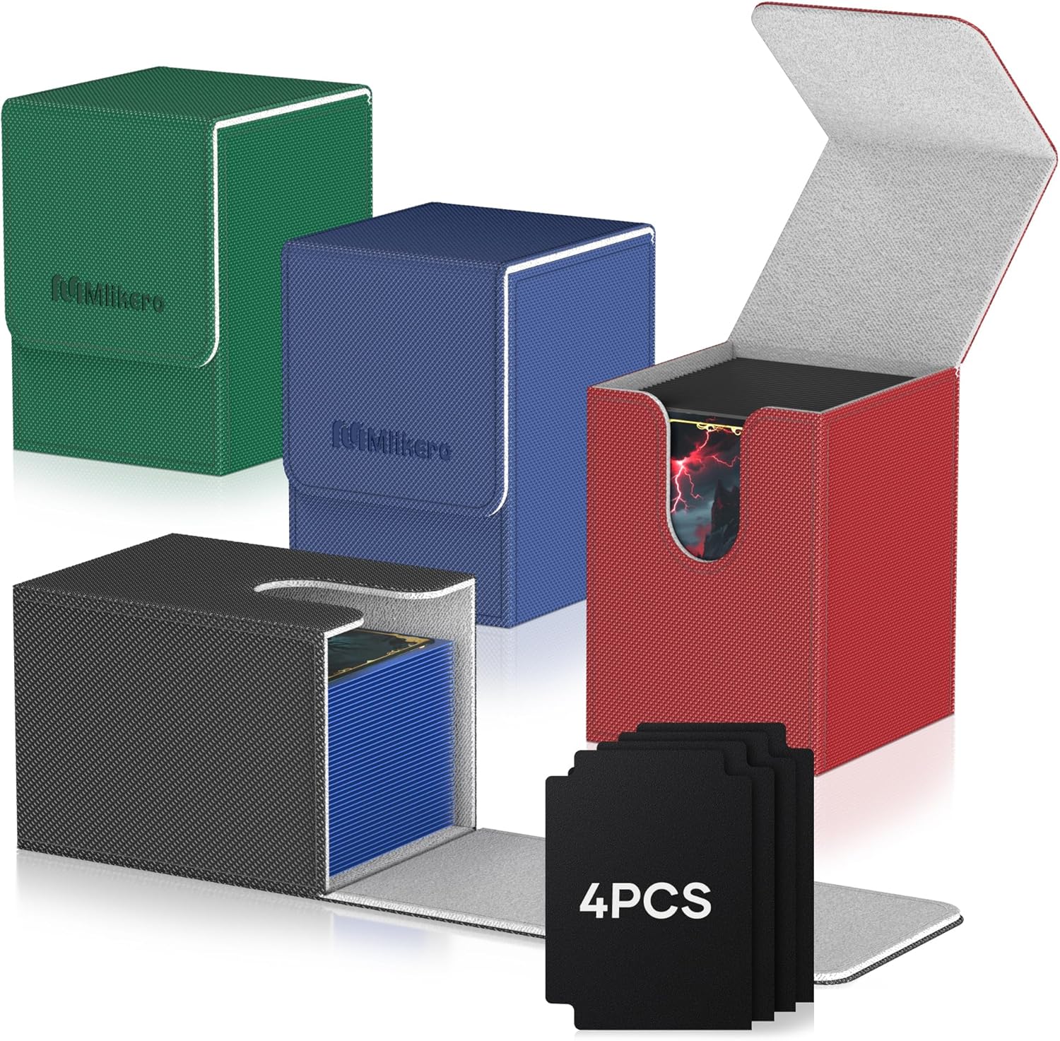 Mlikero Card Deck Case for Trading Cards 1800+, Trading Card Storage Box with 10 Dividers and 3 Foam Stoppers, Leather Magnetic Closure Commander Deck Box Fit for YuGiOh, MTG and Sport Cards