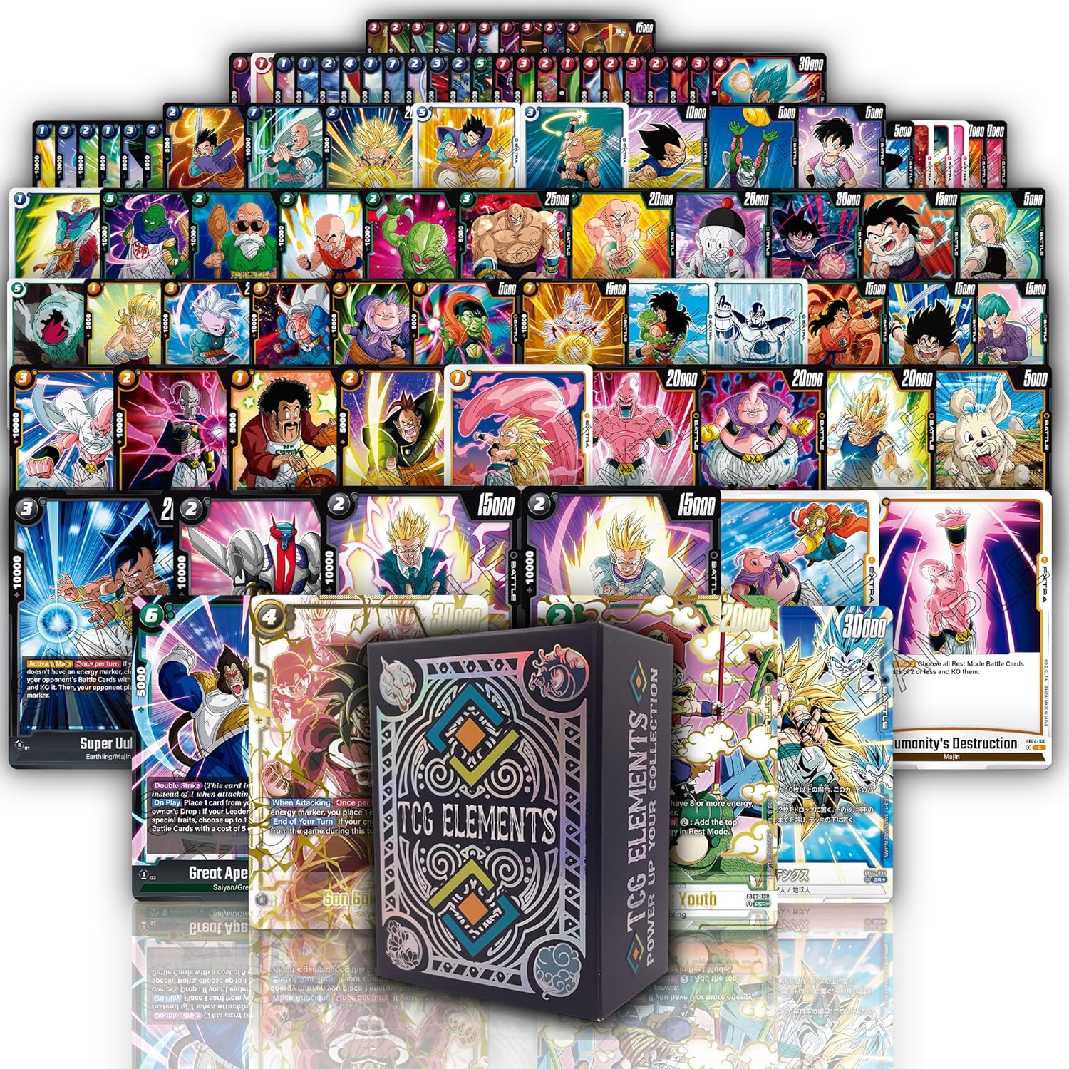 Dragon Ball Super Fusion World 100 Card Bundle, 100 Authentic Cards, 10 Foils, 2 SR/ALT, TCG Elements Deck Box