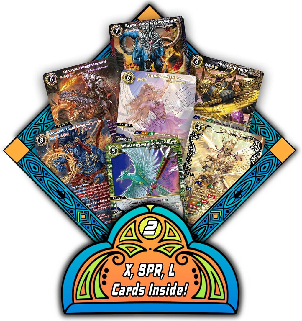 Battle Spirits Saga Trading Card Game Bundle, 100 Common/Uncommon Cards, 10 Rares, 2 X/SPR/L Cards