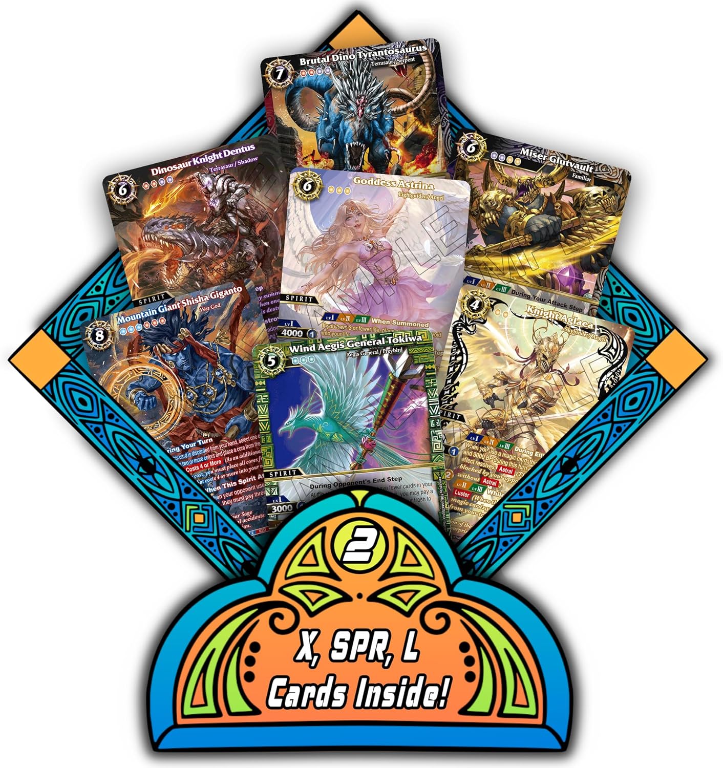 Battle Spirits Saga Trading Card Game Bundle, 100 Common/Uncommon Cards, 10 Rares, 2 X/SPR/L Cards