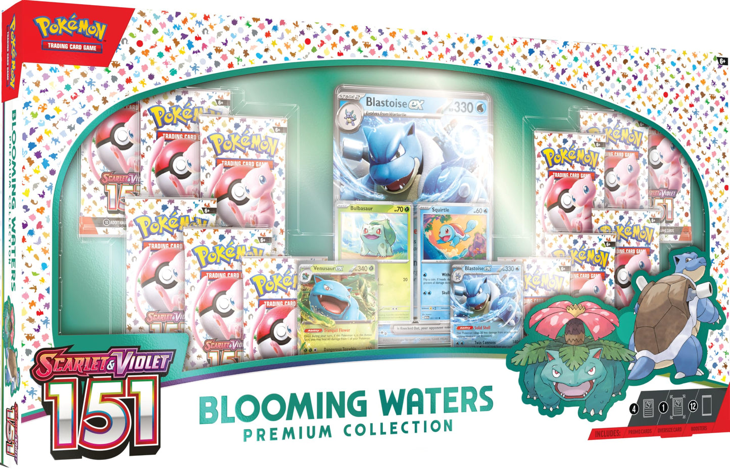 Pokemon TCG: Blooming Waters 151 Premium Collection - 12 Packs, Promos