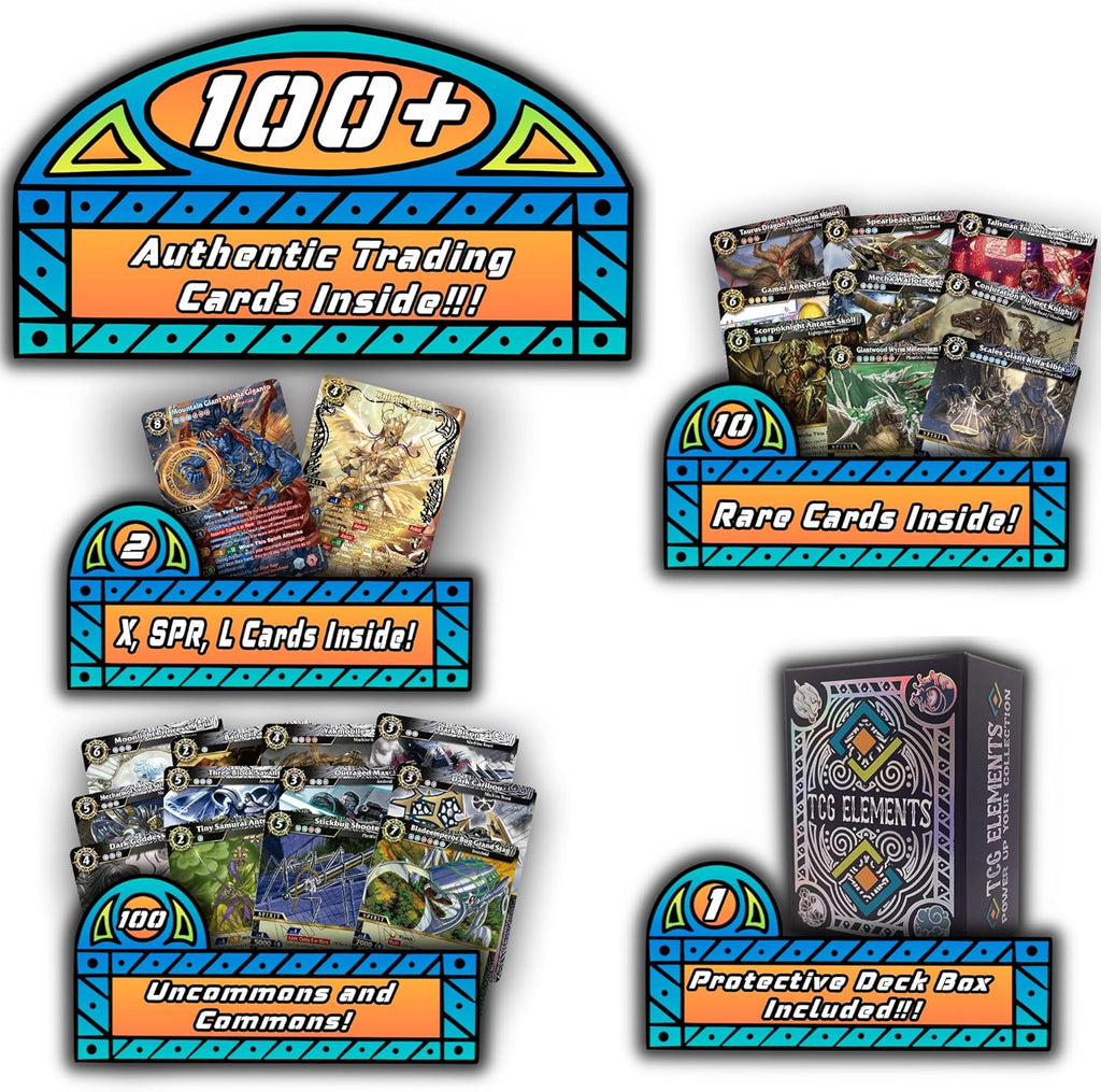 Battle Spirits Saga Trading Card Game Bundle, 100 Common/Uncommon Cards, 10 Rares, 2 X/SPR/L Cards