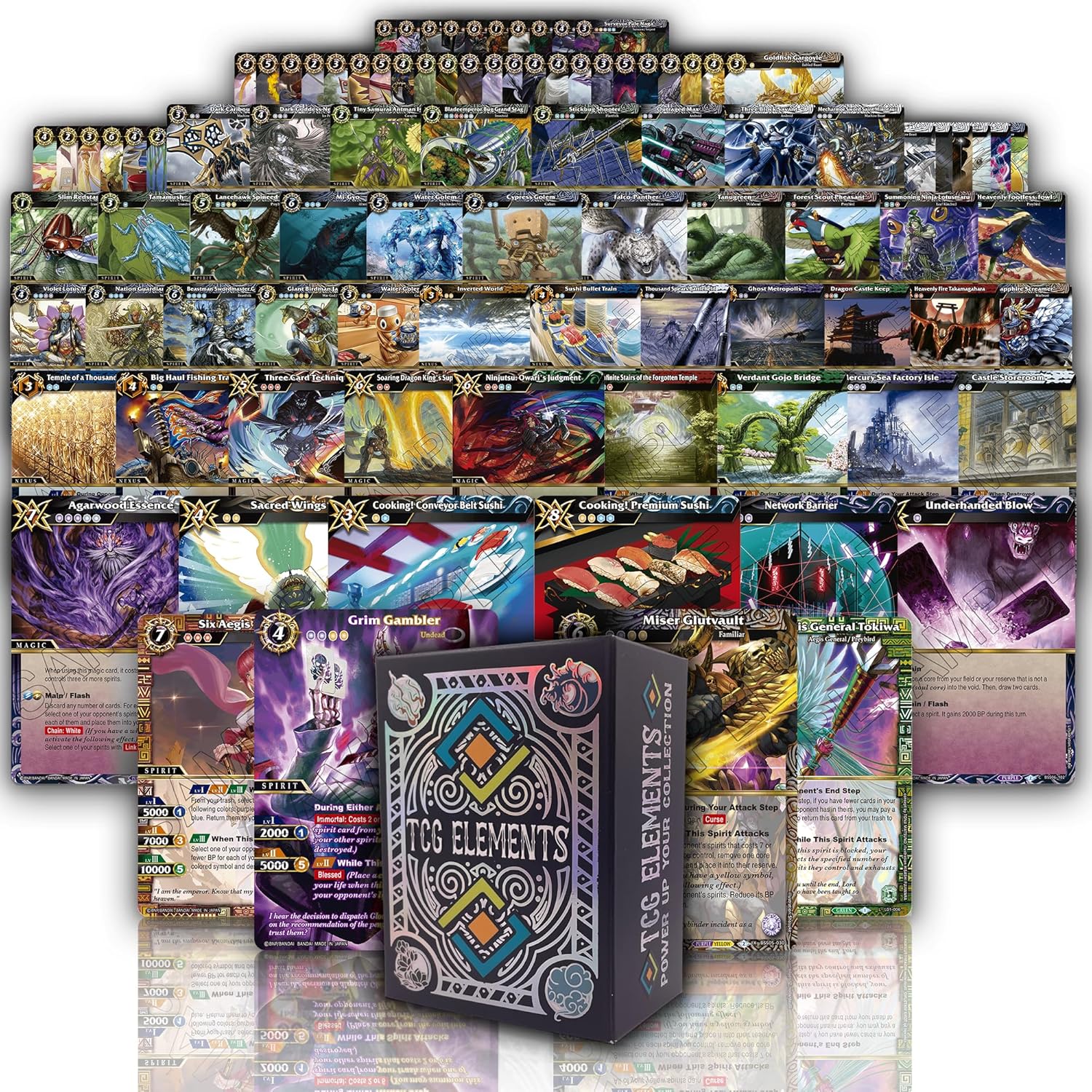 Battle Spirits Saga Trading Card Game Bundle, 100 Common/Uncommon Cards, 10 Rares, 2 X/SPR/L Cards