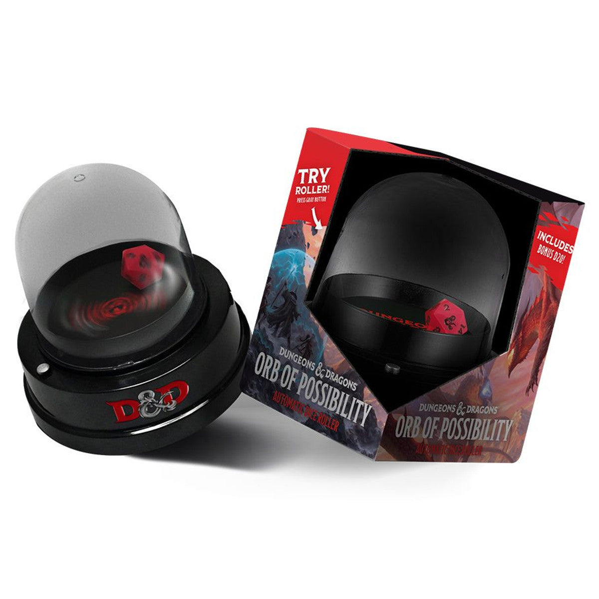D&D Orb of Possibility Dice Roller with Silicone d20