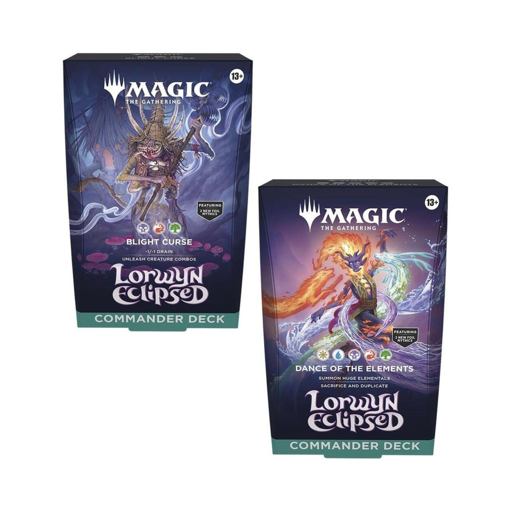 Magic: The Gathering Lorwyn Eclipsed Commander Decks Set of 2 - Blight Curse and Dance Of The Elements - Estimated Arrival: Jan. 2026 (PRE-ORDER)
