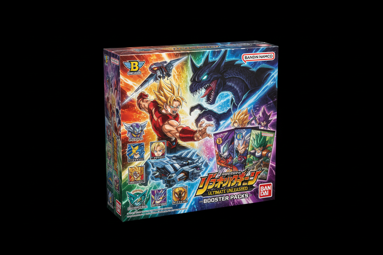 i want bandai trading cards booster box image with black background