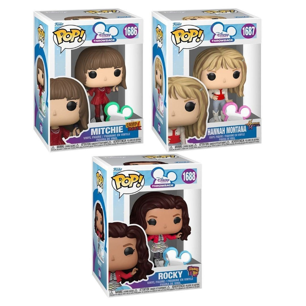 Disney Channel Retro Funko Pop! Set of 3 (Mitchie Camp Rock #1686, Hannah Montana with Disney Icon #1687, and Shake It Up Rocky with Disney Icon #1688) Collectible Vinyl Figures - Estimated Arrival: Jan. 2026 (PRE-SALE)