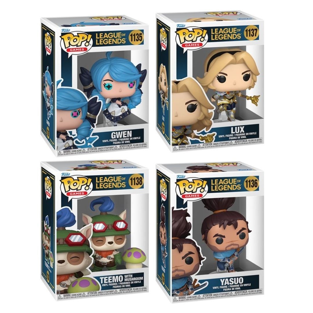 League of Legends Wave 4 Funko Pop! Games - Set of 4 (Gwen #1135, Yasuo #1136, Lux #1137, and Teemo with Mushroom #1138) Collectible Vinyl Figures - Estimated Arrival: Nov. 2025 (PRE-SALE)