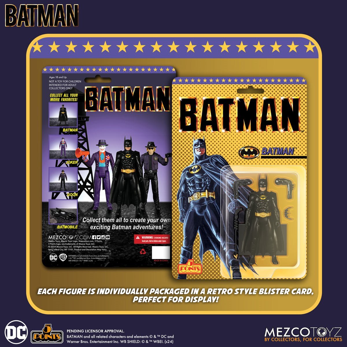 Mezco Toyz Batman 1989: Batman - 5 Points Collection Action Figure (PRE-SALE)